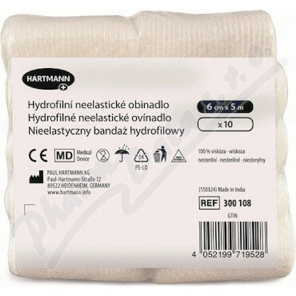 HARTMANN Hydrofilní neelastické obinadlo 6x5cm 10 kusů