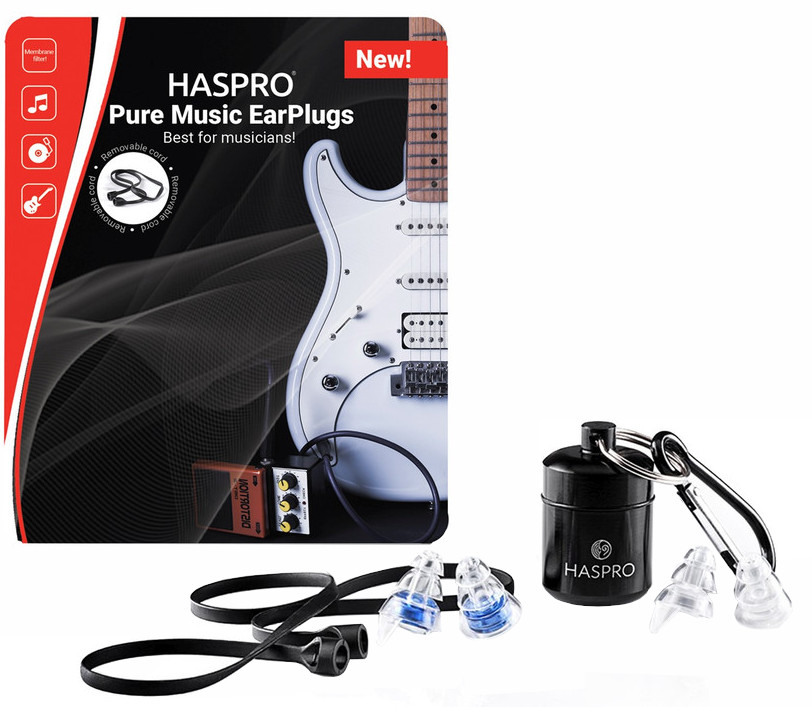 HASPRO Pure Music špunty do uší pro muzikanty, modré S/M 2 páry 2 x 2 ks