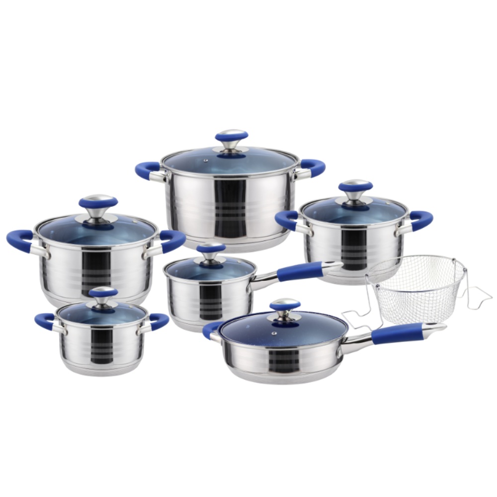 Haus Roland Sada nerezového nádobí 13 ks, s modrými úchyty