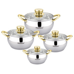 Haus Roland Sada nerezového nádobí se zlatými úchyty 8 ks