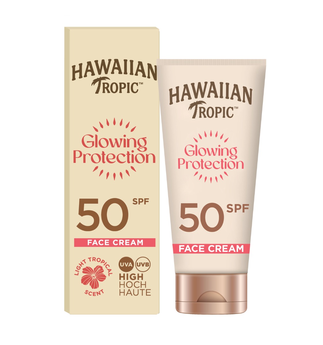 Hawaiian Tropic Glowing Protection SPF50 opalovací krém na obličej 50 ml