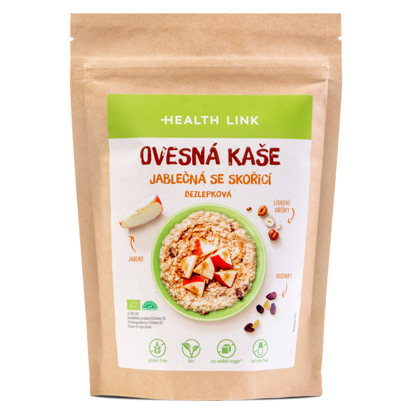HEALTH LINK Ovesná kaše jablečná se skořicí BIO 300 g