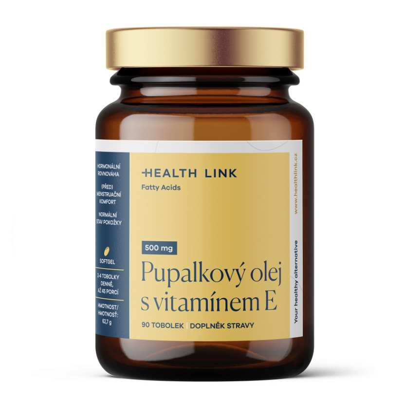 HEALTH LINK Pupalkový olej 500 mg + vitamin E 90 tobolek