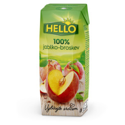 HELLO 100% jablečná šťáva broskev 250 ml x 18 kusů