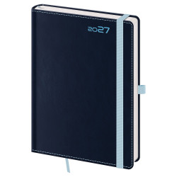 Helma Double Blue denní diář s poutkem 2027, modrý, A5 14,3 × 20,5 cm