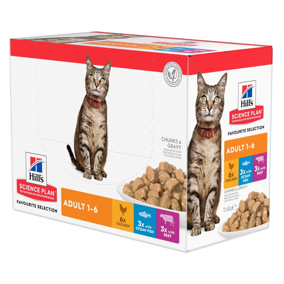 HILL'S Science Plan Feline kapsičky multipack pro dospělé kočky 12 x 85 g
