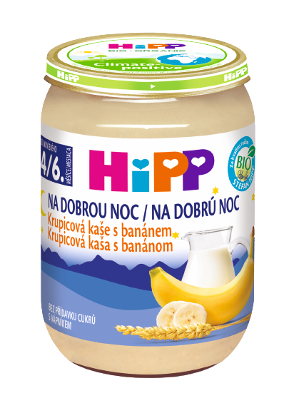 HIPP BIO Kaše na dobrou noc krupicová s banánem 190 g