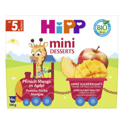Hipp BIO Mini dezert Jablka s broskvemi 4x100 g