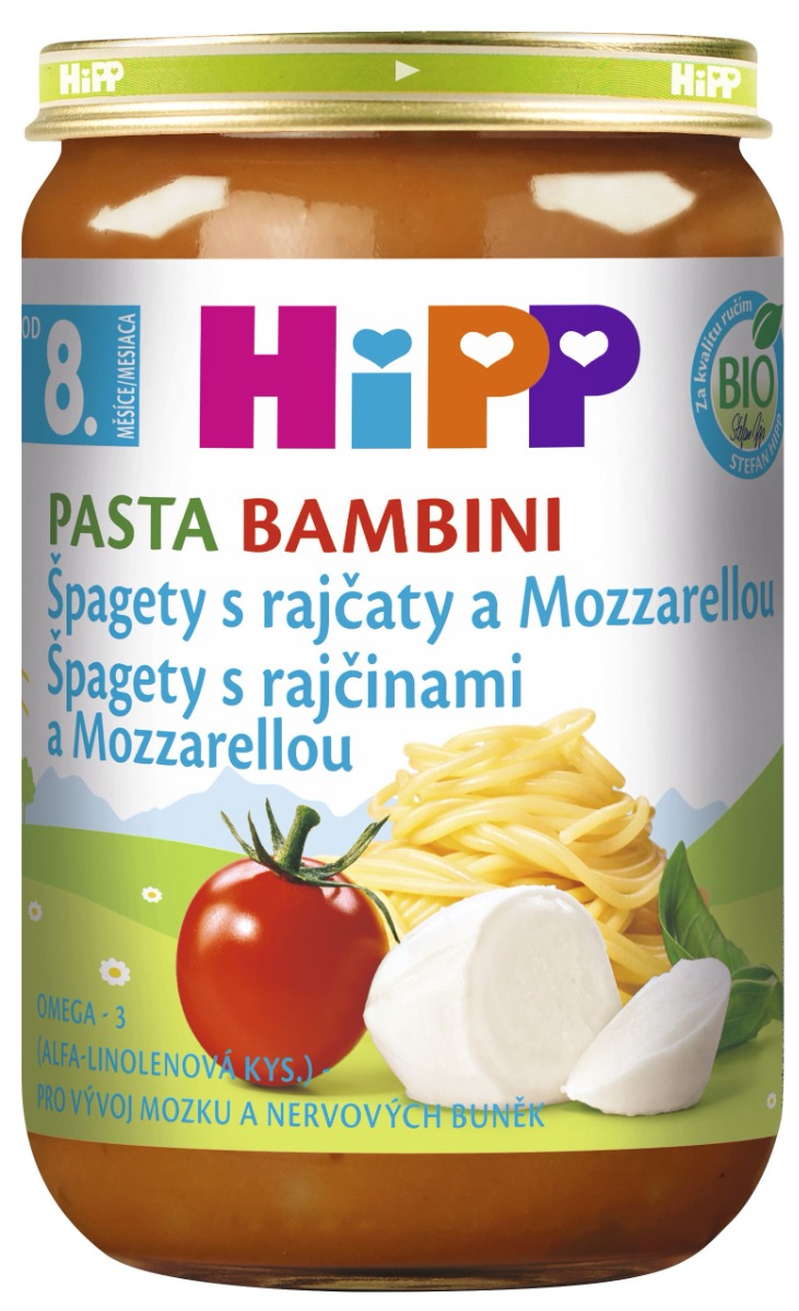 Hipp BIO Pasta Bambini Rajčata se špagetami a mozarellou 220 g