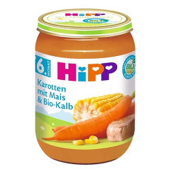 HIPP Mrkev s kukuřicí a telecím masem BIO 190 g