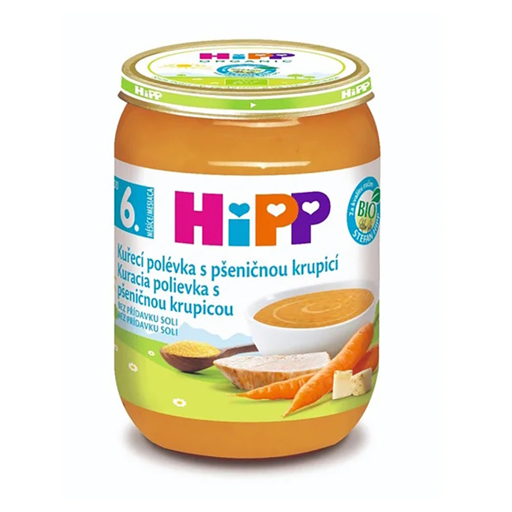 HIPP Polévka kuřecí s pšeničnou krupicí BIO 190 g