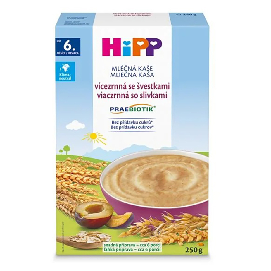 HIPP Praebiotik mléčná kaše vícezrnná se švestkami BIO 250 g