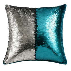 HOME ELEMENTS Polštář s flitry, modro stříbrný 40 x 40 cm