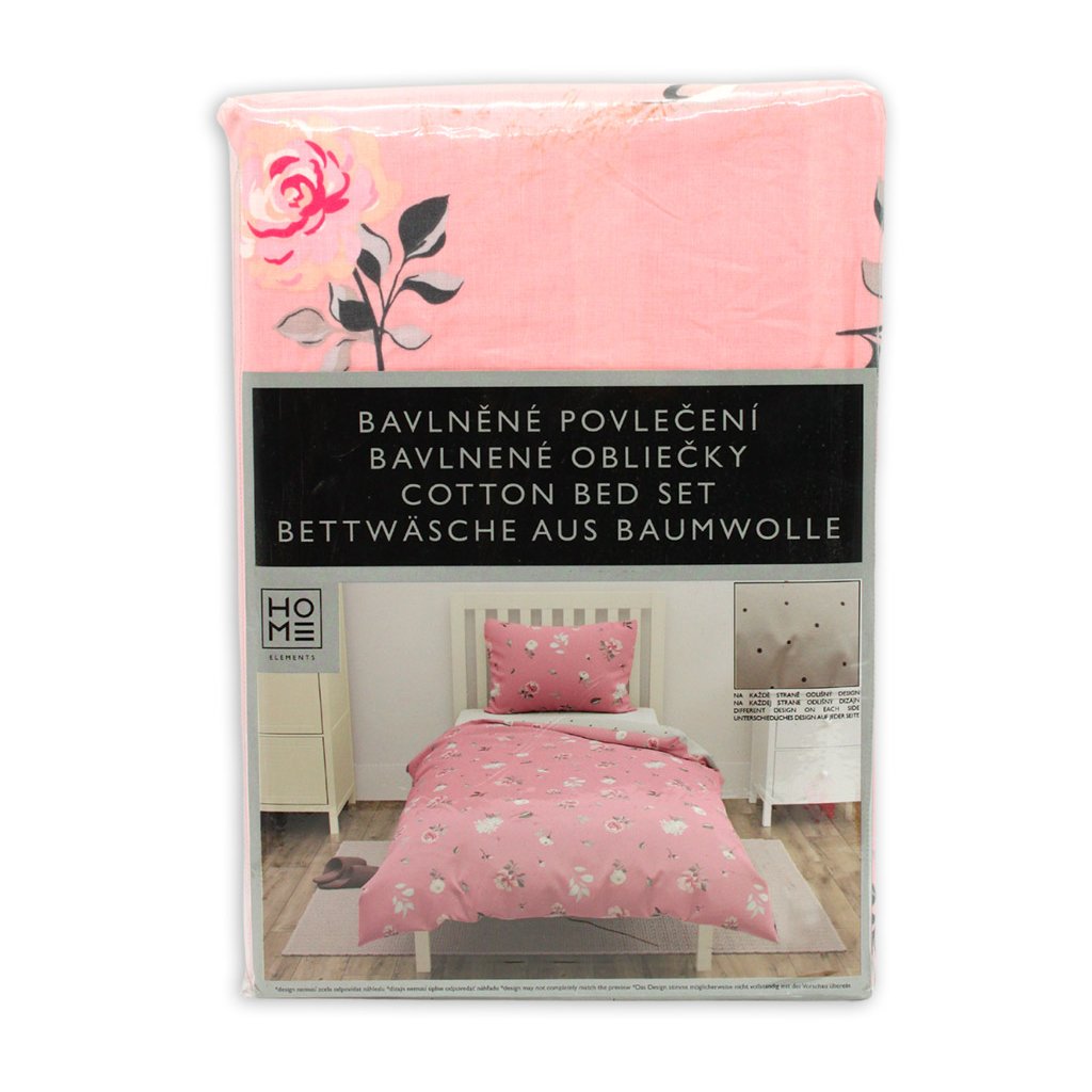 HOME ELEMENTS Povlečení bavlněné Květy a puntík