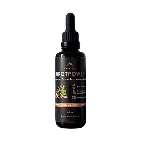 Hrotlife Hrotpower Cordyceps + B-komplex + Ashwagandha tinktura 60 ml