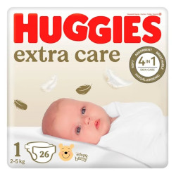 HUGGIES Dětské plenky extra care 1 velikost 2-5kg 26 kusů