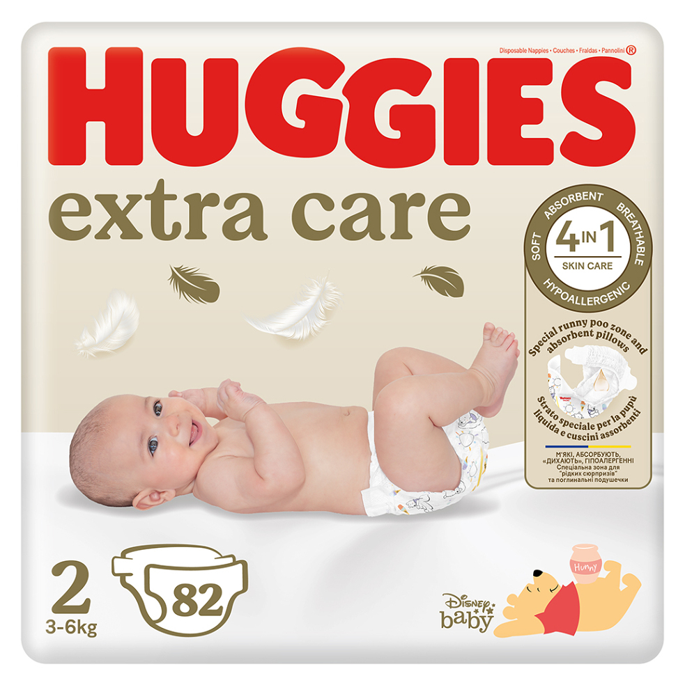 HUGGIES Dětské plenky Extra Care 2 velikost 3-6 kg 82 kusů