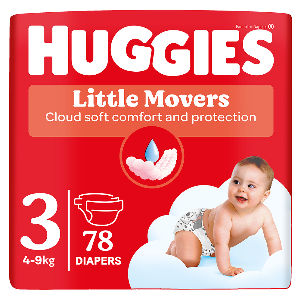 HUGGIES Dětské plenky Little Movers 3 velikost 4-9 kg 78 kusů