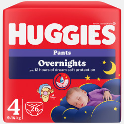 HUGGIES Dětské plenky Overnights Pants 4 velikost 9-14 kg 26 kusů