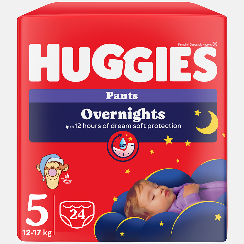 HUGGIES Dětské plenky Overnights Pants 5 velikost 12-17 kg 24 kusů