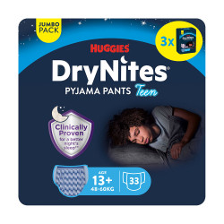 Huggies DryNites Natahovací kalhotky pro chlapce 13+ let 48–60 kg JUMBO 3x11 ks