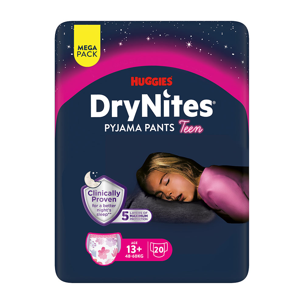 Huggies DryNites Natahovací kalhotky pro dívky 13+ let 48–⁠⁠⁠⁠⁠⁠60 kg 20 ks