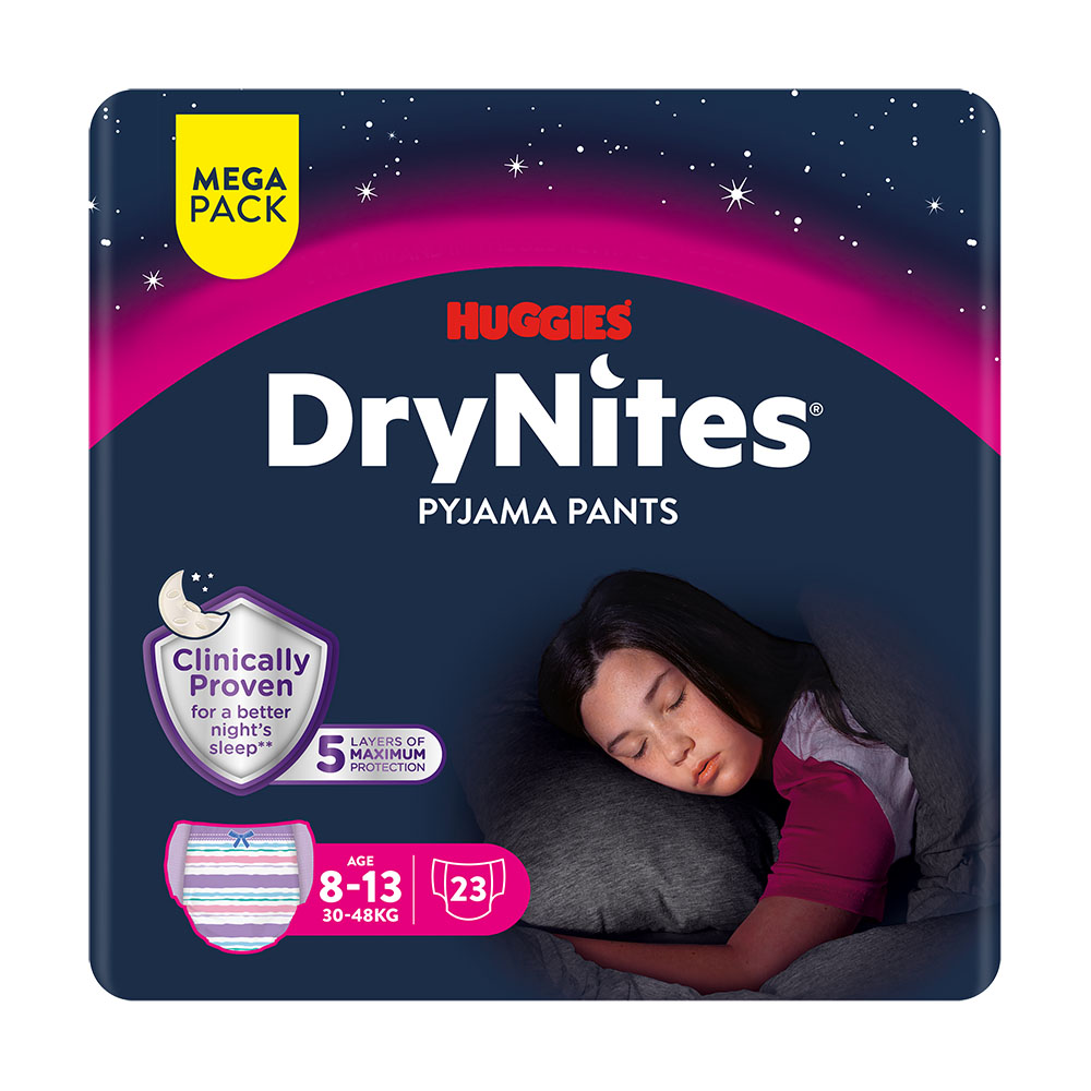 Huggies DryNites Natahovací kalhotky pro dívky 8–⁠⁠⁠⁠⁠⁠13 let 30–48 kg 23 ks