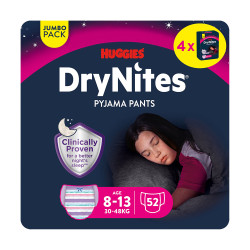 Huggies DryNites Natahovací kalhotky pro dívky 8–13 let 30–48 kg JUMBO 4x13 ks