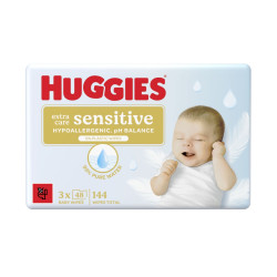Huggies Extra Care Sensitive Triplo vlhčené ubrousky 3x48 ks
