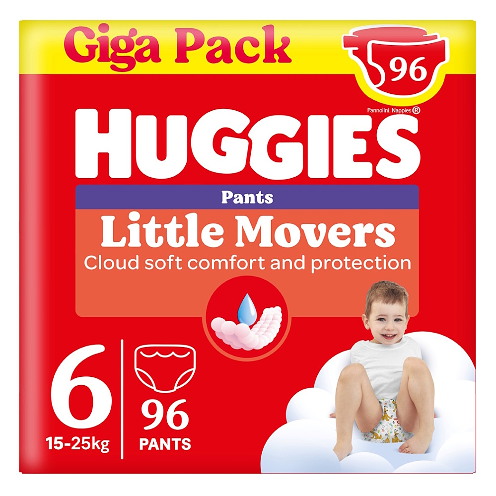 HUGGIES Little movers pant 6 plenkové kalhotky box 15-25 kg  96 kusů