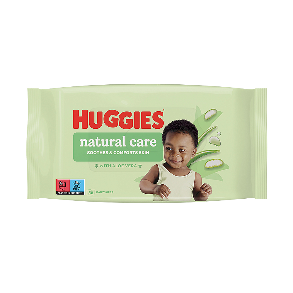HUGGIES Natural Care Single dětské vlhčené ubrousky 56 kusů