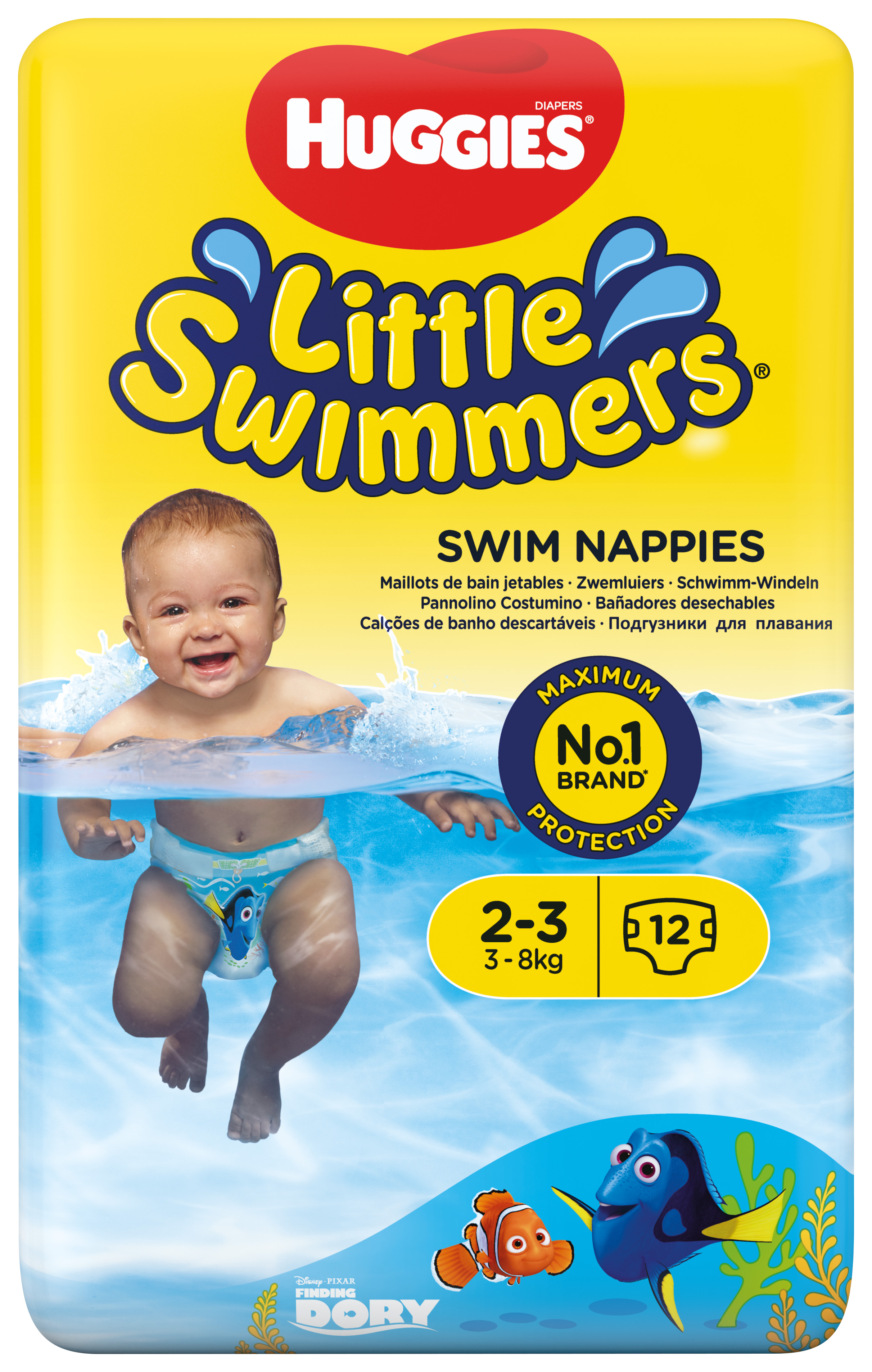 HUGGIES® Plenky do vody Little Swimmers pro novorozence a kojence s váhou 3-8 kg 12 ks