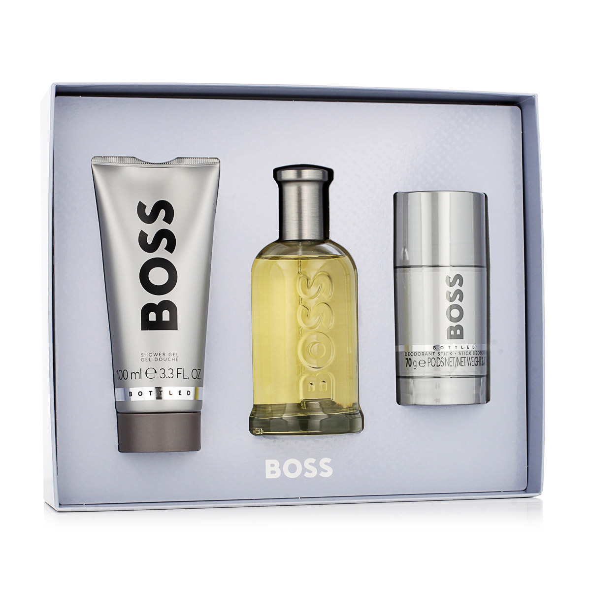 Hugo Boss Boss Bottled EDT 100 ml + DST 75 ml + SG 100 ml M (Cover with Bottle)