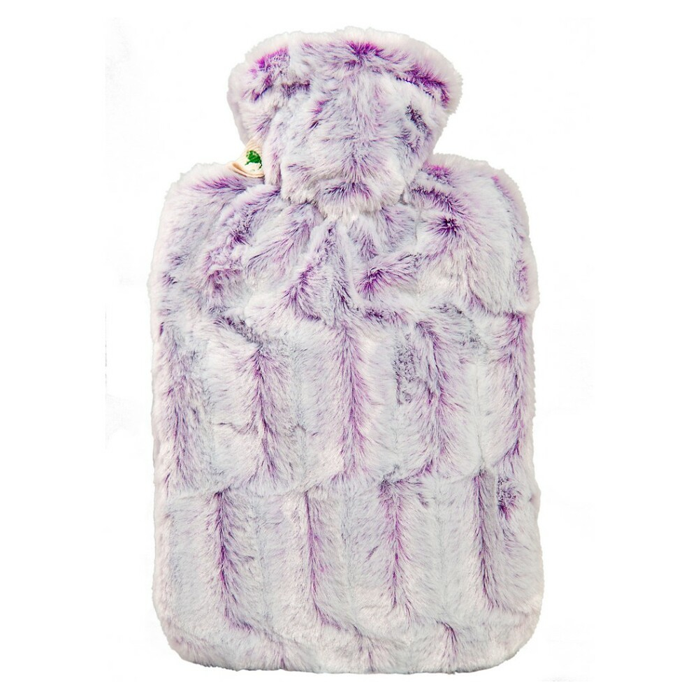 HUGO FROSCH Classic termofor s obalem z umělé kožešiny  s podšívkou fialovo stříbrný 1,8 l