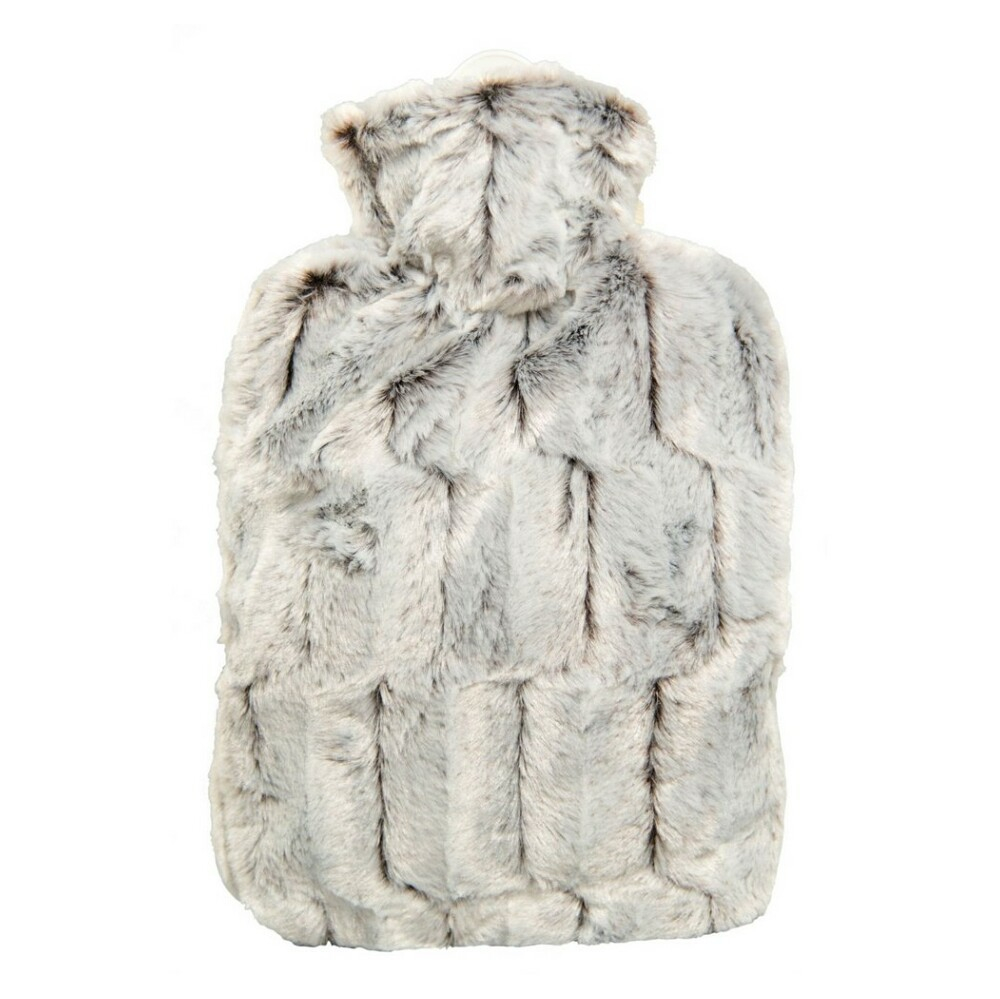 HUGO FROSCH Classic termofor s obalem z umělé kožešiny s podšívkou hnědo stříbrný 1,8 l