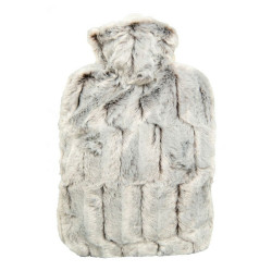 HUGO FROSCH Classic termofor s obalem z umělé kožešiny s podšívkou hnědo stříbrný 1,8 l