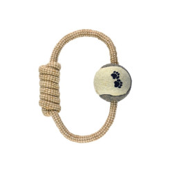 IMAC Přetahovadlo pro psy kruhové s tenisovým míčkem 20 cm jutové