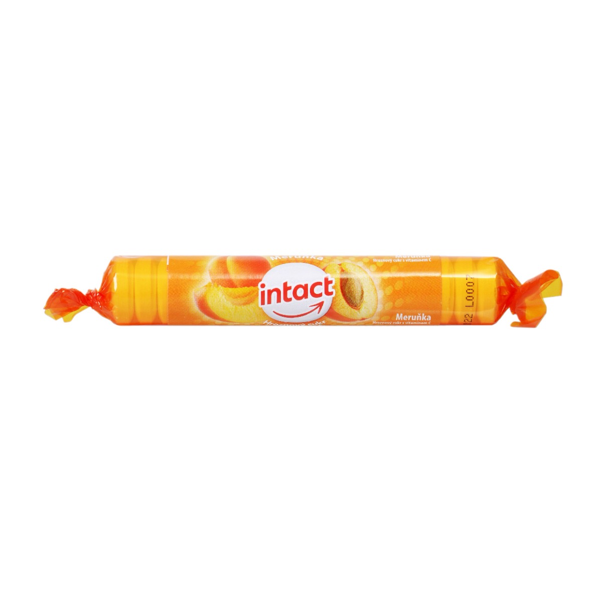 Intact Hroznový cukr s vitaminem C meruňka rolička 40 g