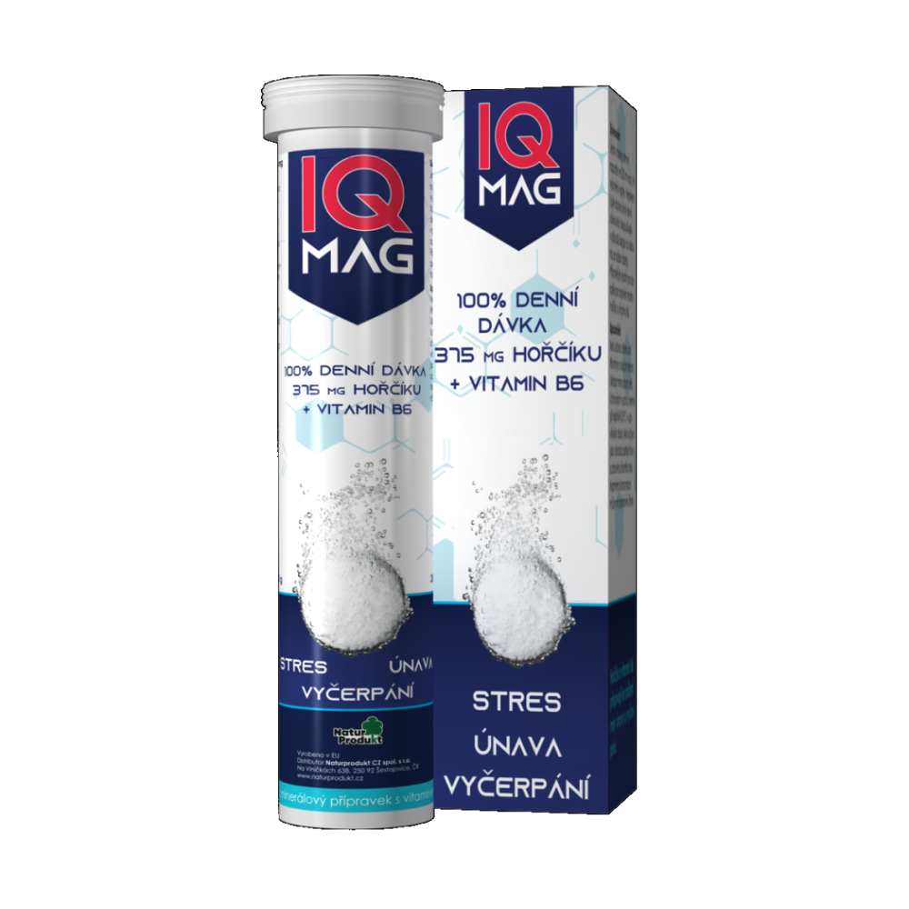 IQ MAG hořčík 375 mg + B6 20 šumivých tablet
