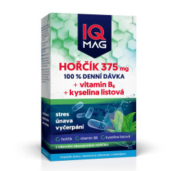 IQ Mag Hořčík 375 mg + vitamin B6 + kyselina listová 60 kapslí