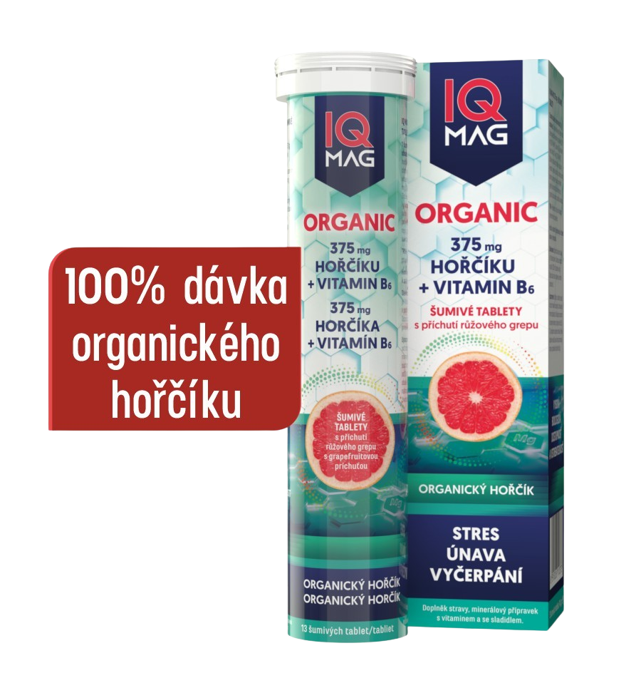 IQ MAG ORGANIC Mg+B6 šumivé tablety 13 šumivých tablet
