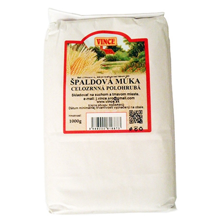 J.VINCE Špaldová celozrnná mouka polohrubá 1 kg