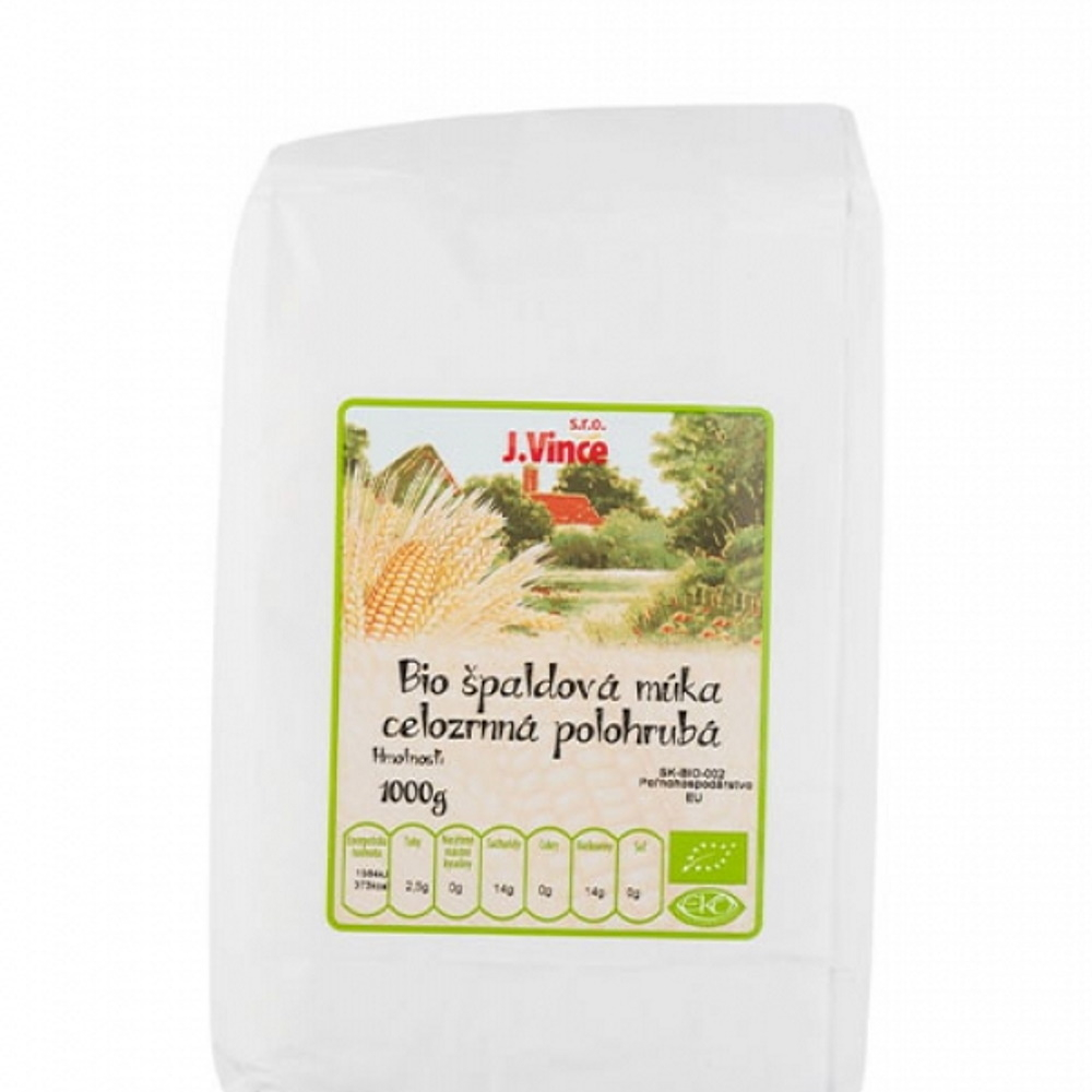 J.VINCE Špaldová mouka celozrnná polohrubá BIO 1 kg
