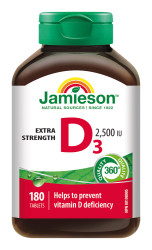 Jamieson Vitamín D3 2500 IU 180 tablet