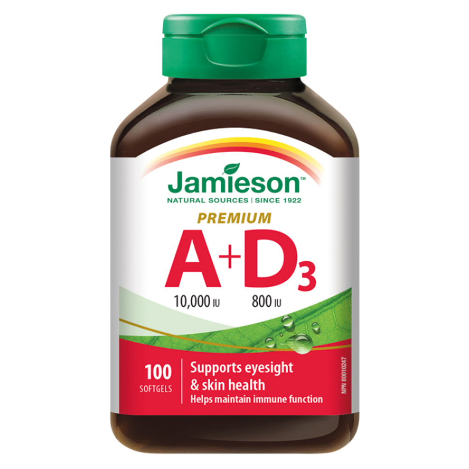 JAMIESON Vitamíny A+D3 10000/800 IU Premium 100 kapslí