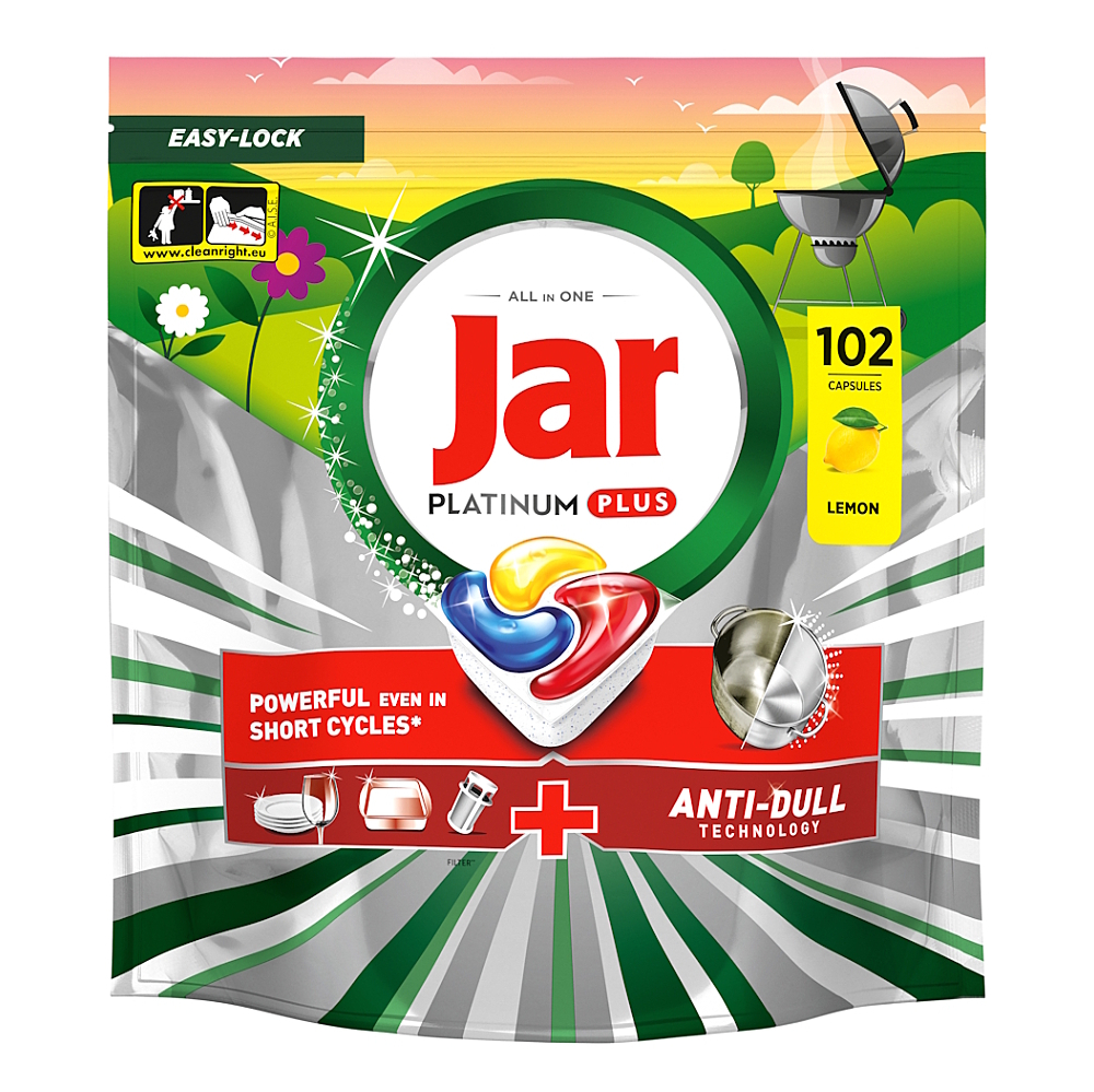 JAR Platinum plus Grill kapsle do myčky 102 kusů