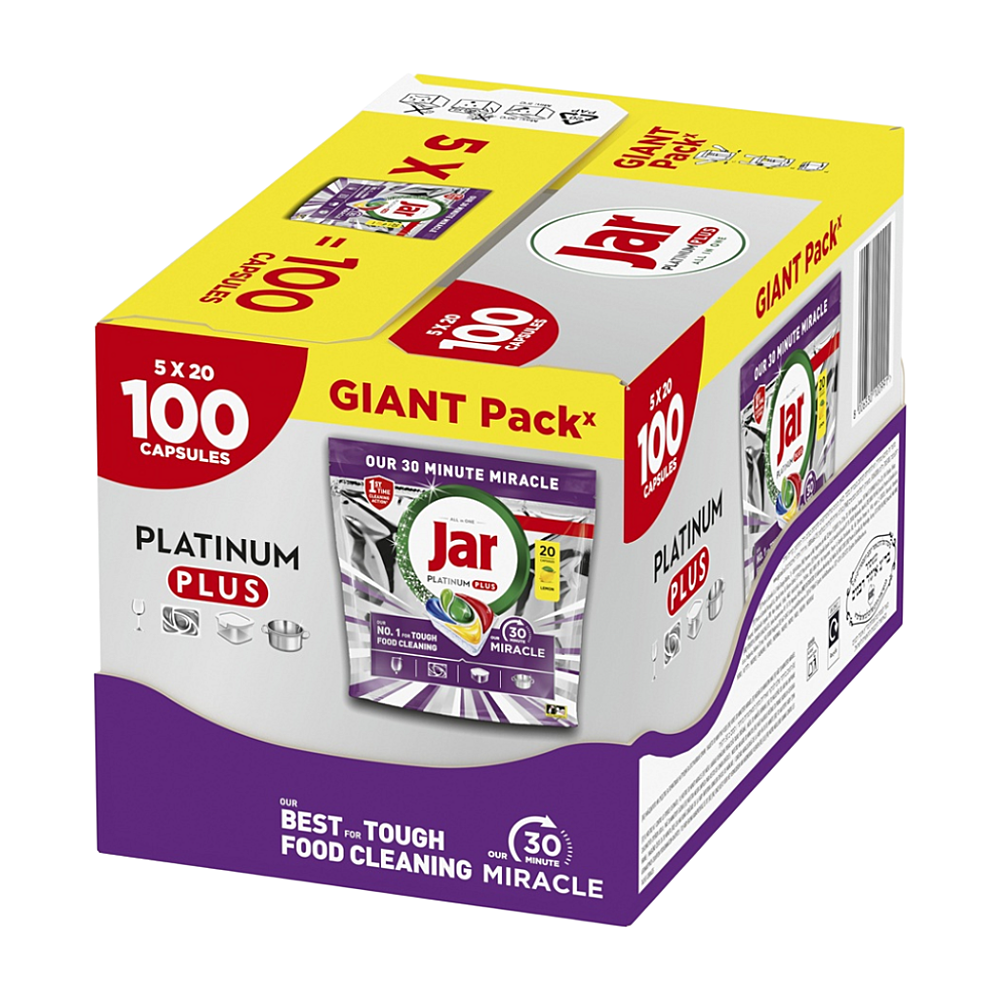 JAR Tablety do myčky Platinum Plus 30 Minute Miracle 5 x 20 kusů