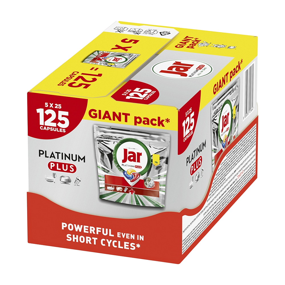 JAR Tablety do myčky Platinum Plus All-in-One Yellow 5 x 25 kusů