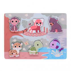 Jouéco the Wildies Family dřevěné puzzle Feel & Touch