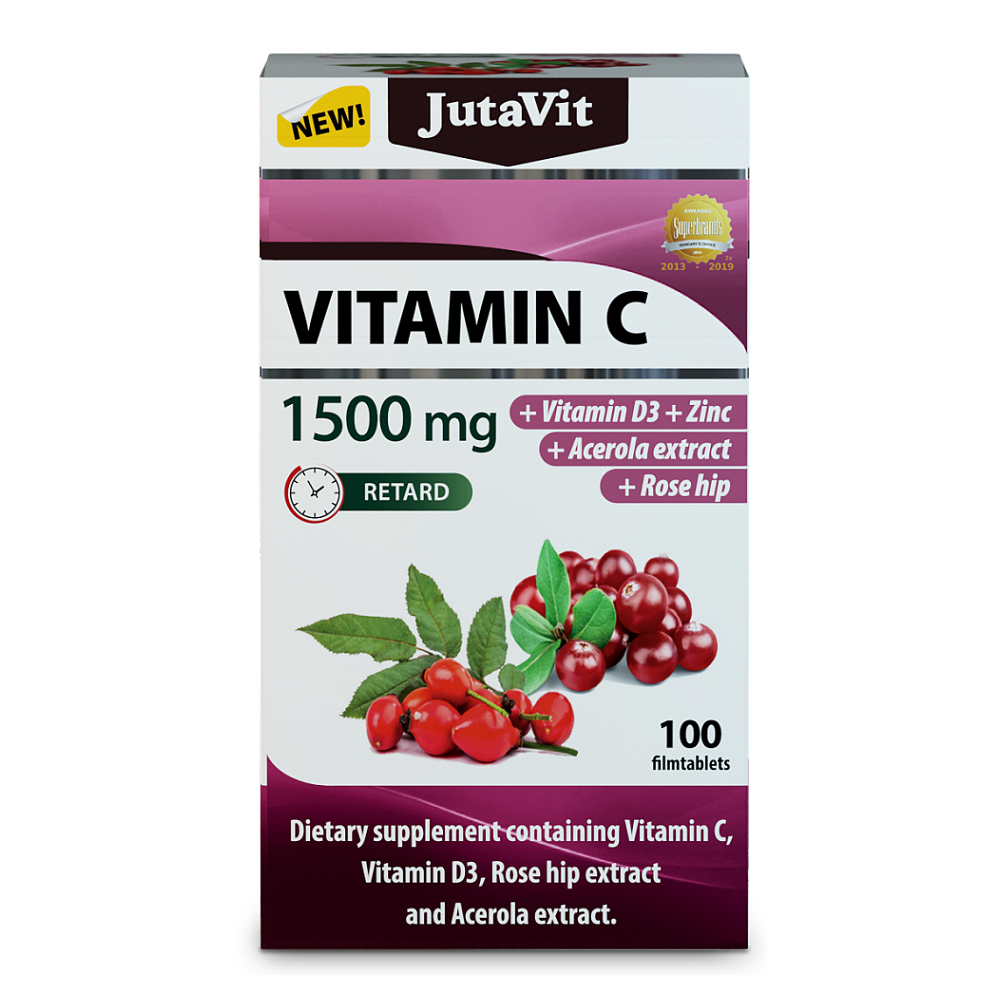 JUTAVIT Vitamin C 1500 mg s vitaminem D3 400IU, zinkem, šípky a extraktem z aceroly 100 tablet